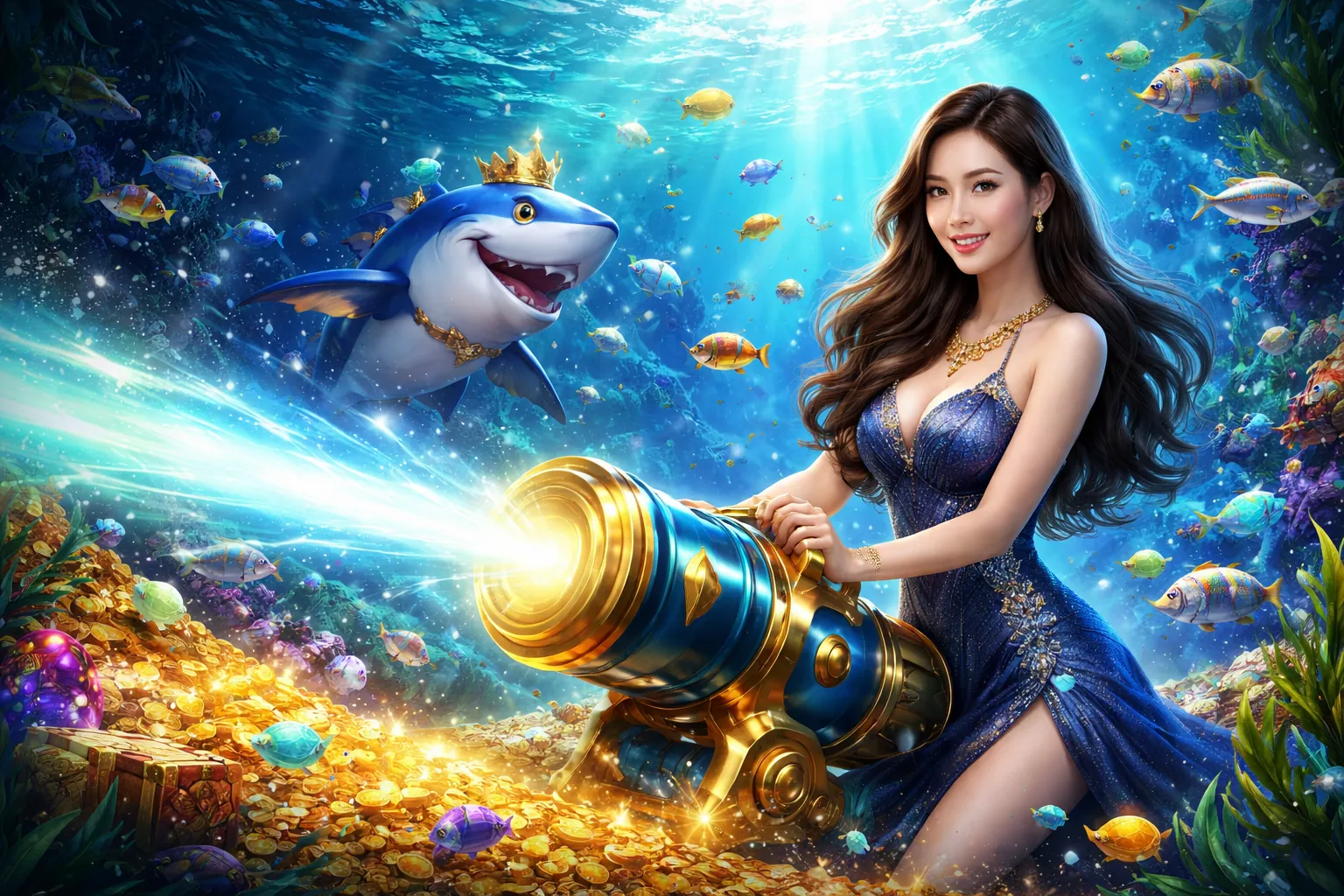 F68 casino trực tuyến sảnh game đa dạng với nền xanh dương đặc trưng